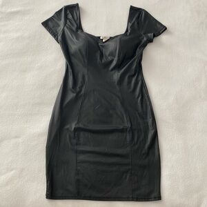 Black faux leather dress